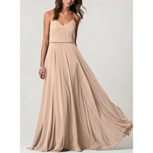 Jenny Yoo Elegant Tan Maxi Dress